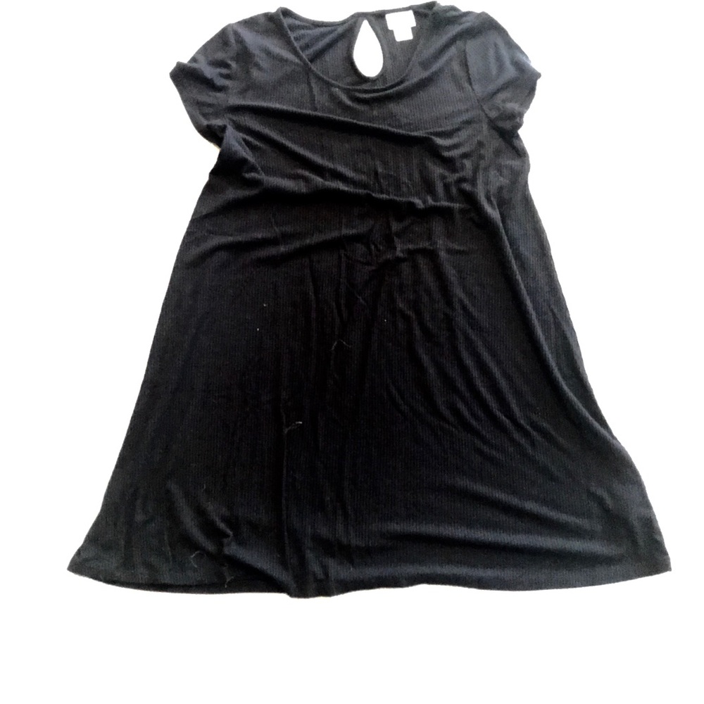 Black ribbed cotton dress